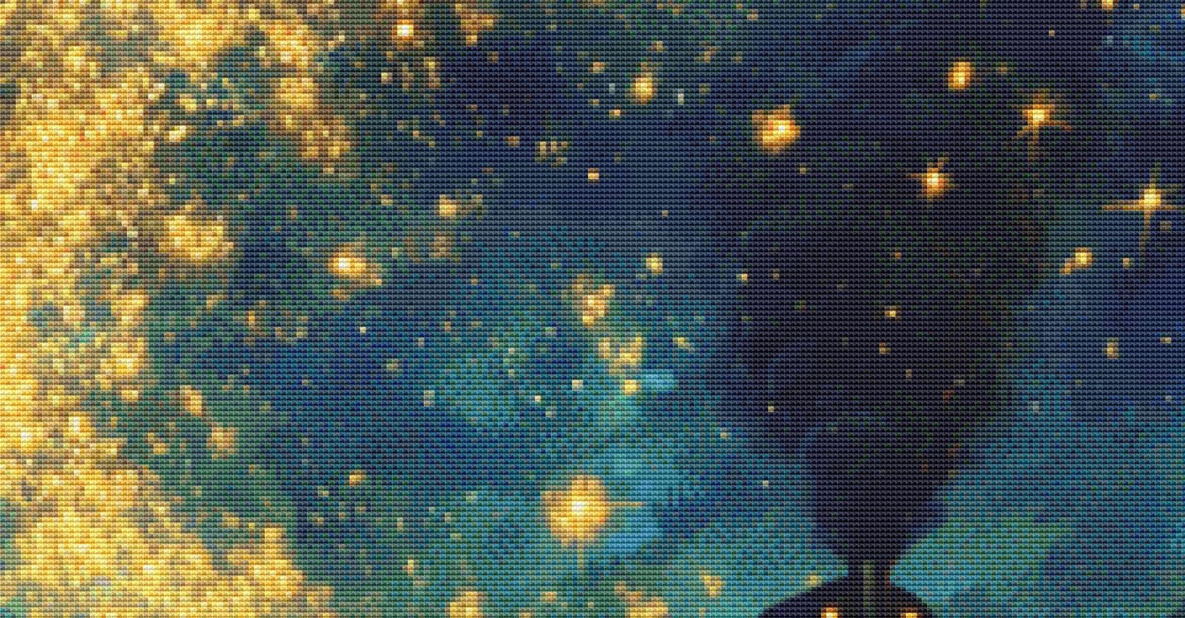 Night Train Racing Through the Stars counted cross stitch pattern by IllustNation