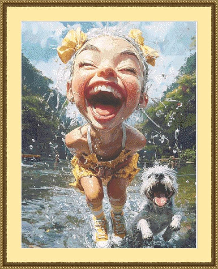 Fun in The Sun counted cross stitch pattern by Ingrid Jean AI Art