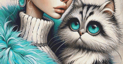 My Favorite Purrrrson counted cross stitch pattern by Ingrid Jean AI Art