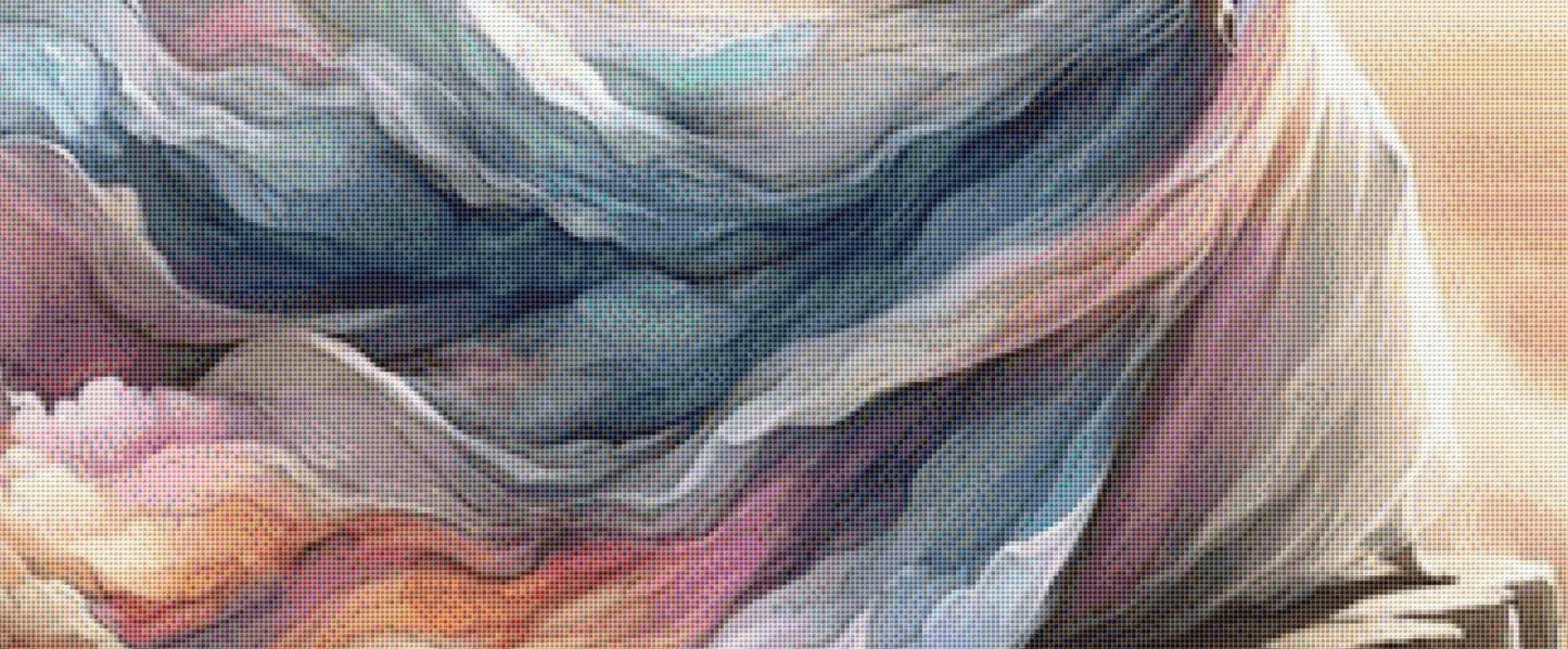 Windswept Pastels counted cross stitch pattern by Ingrid Jean AI Art