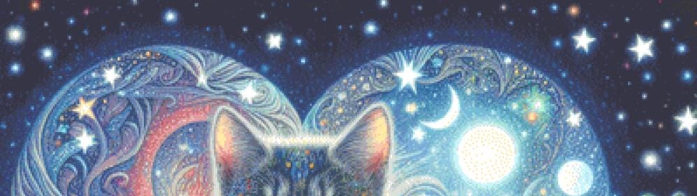 Elegant Floral Feline counted cross stitch pattern by World of Love Hearts/Adrian G. Eyre