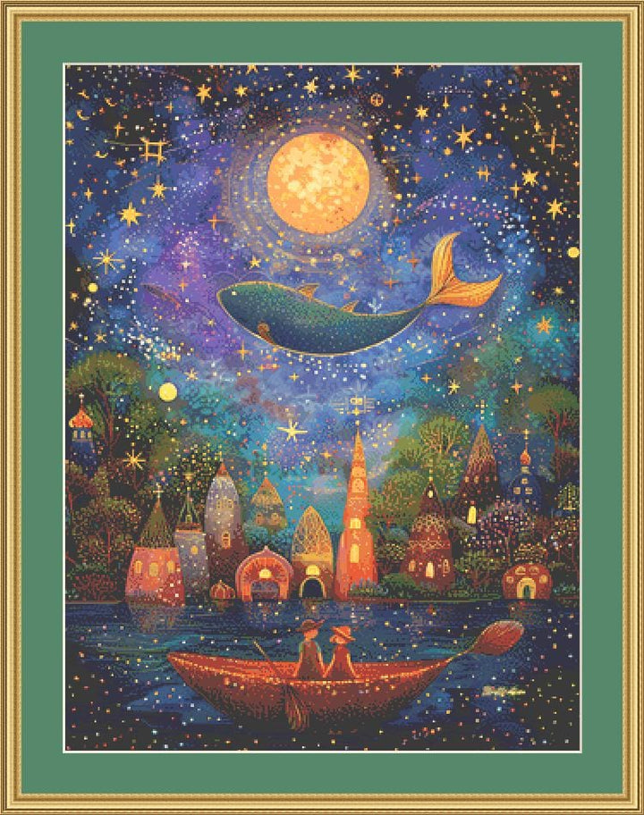 The Night of The Starry Lake and The Flying Fish counted cross stitch pattern by IllustNation