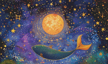 The Night of The Starry Lake and The Flying Fish counted cross stitch pattern by IllustNation