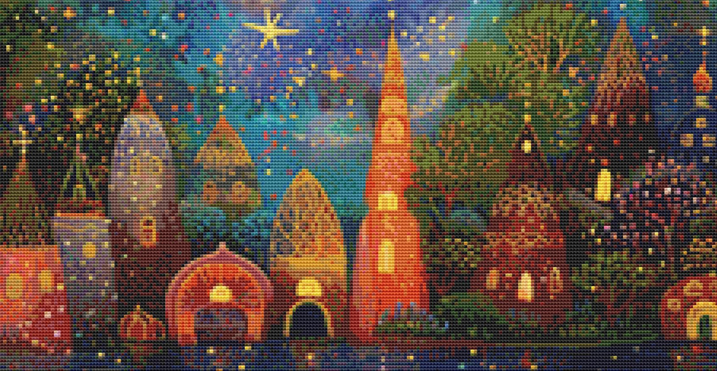 The Night of The Starry Lake and The Flying Fish counted cross stitch pattern by IllustNation