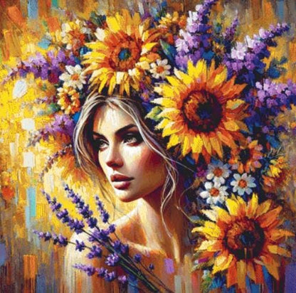 The Beauty Between Sunflowers and Lavender counted cross stitch pattern by Eder Jose Rosa