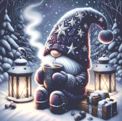 Starry, Starry Gnome (Small) counted cross stitch pattern by AdneLStudio
