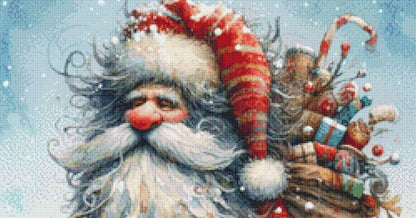Weathered Santa (Small) counted cross stitch pattern by Ingrid Jean AI Art
