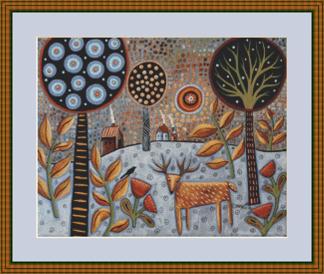 Deer and Bird 1 (Small) counted cross stitch pattern by Karla Gerard