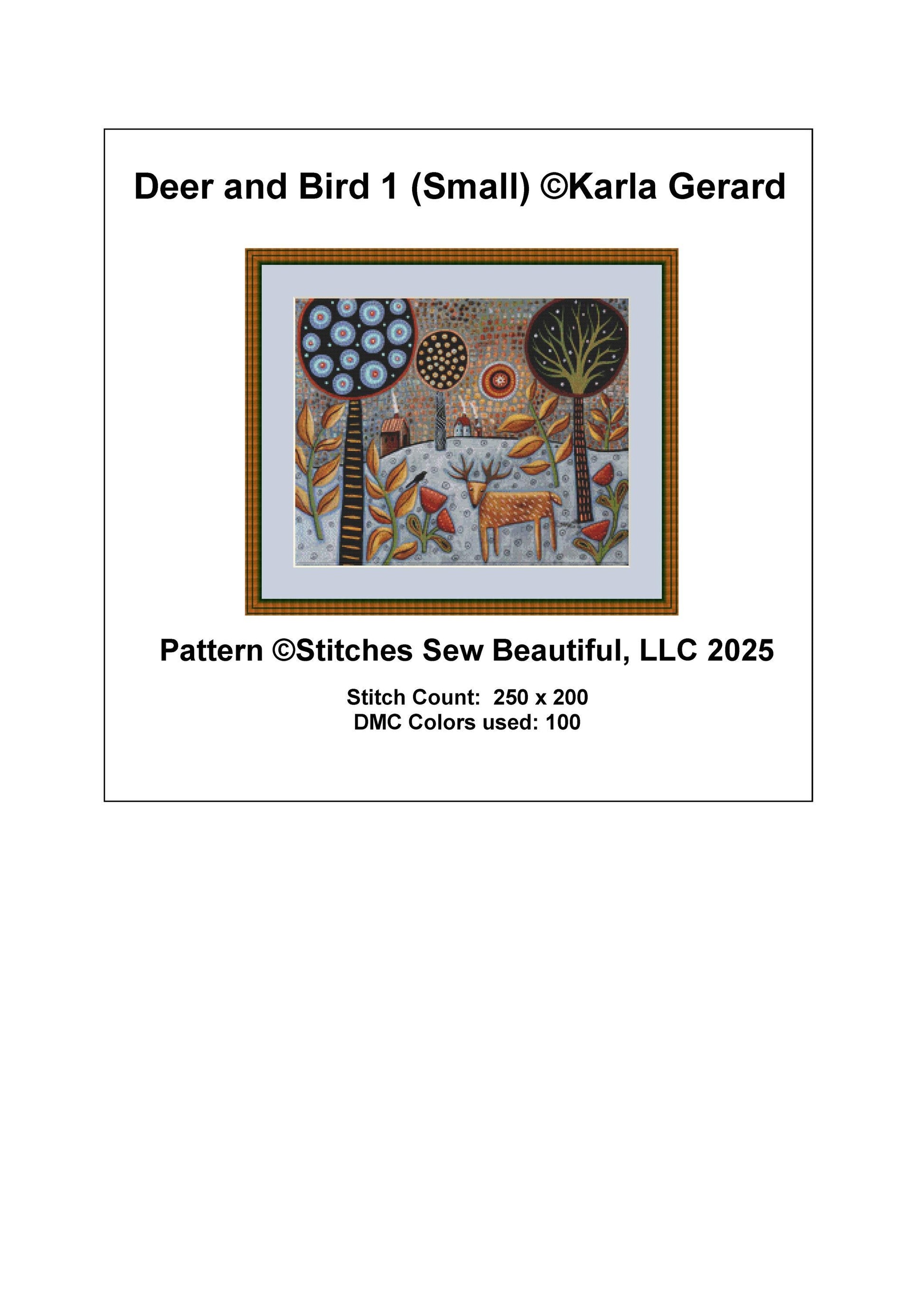 Deer and Bird 1 (Small) counted cross stitch pattern by Karla Gerard