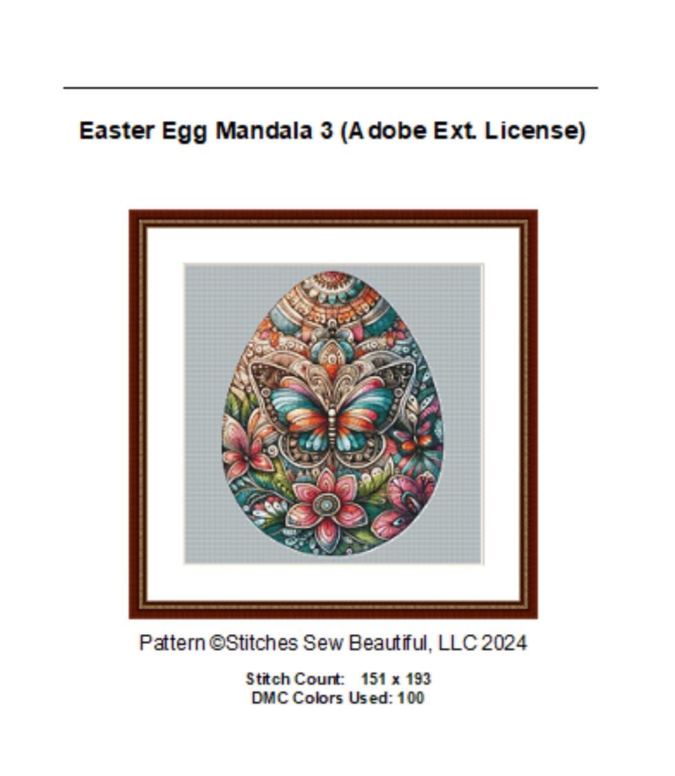 Easter Egg Mandala 3 counted cross stitch pattern by ©Adobe Ext License