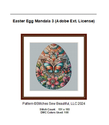 Easter Egg Mandala 3 counted cross stitch pattern by ©Adobe Ext License