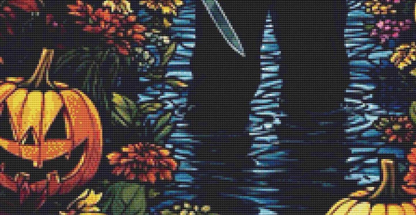 Stained Glass Michael Myers counted cross stitch pattern by Ingrid Jean AI Art