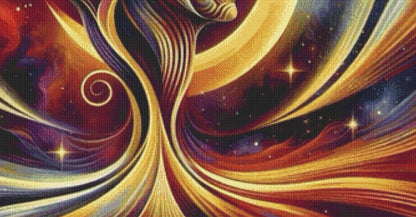 Gazing at The Cosmos counted cross stitch pattern by Ingrid Jean AI Art