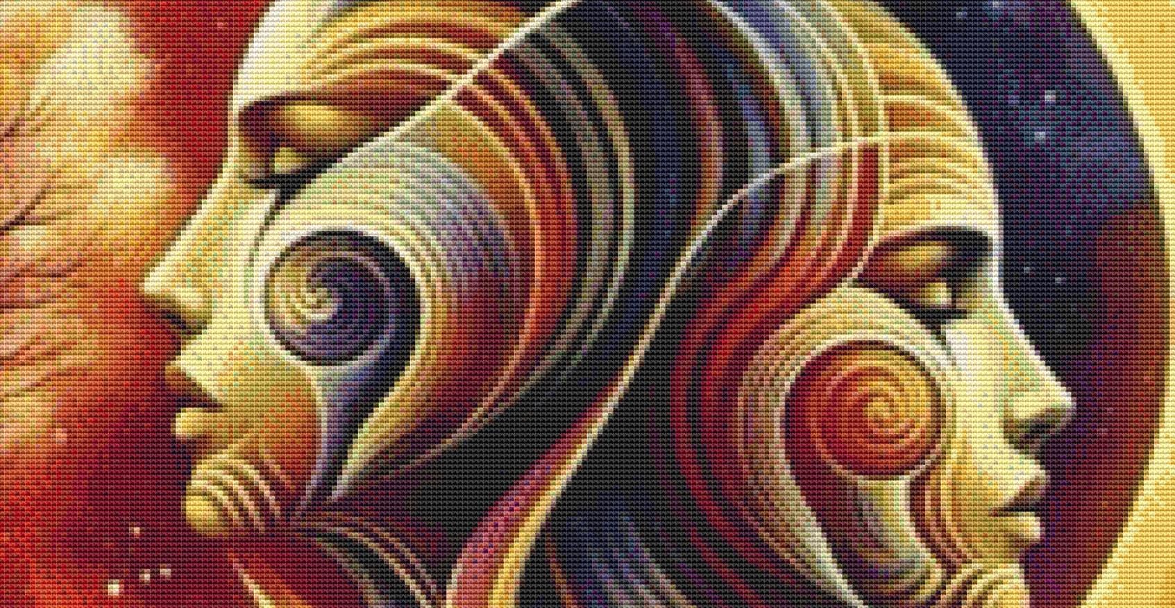 Gazing at The Cosmos counted cross stitch pattern by Ingrid Jean AI Art