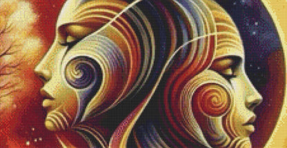 Gazing at The Cosmos counted cross stitch pattern by Ingrid Jean AI Art