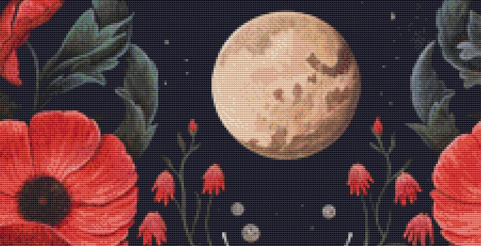 Gothic Botanical Moth counted cross stitch pattern by Dutch Lady Mystic Art