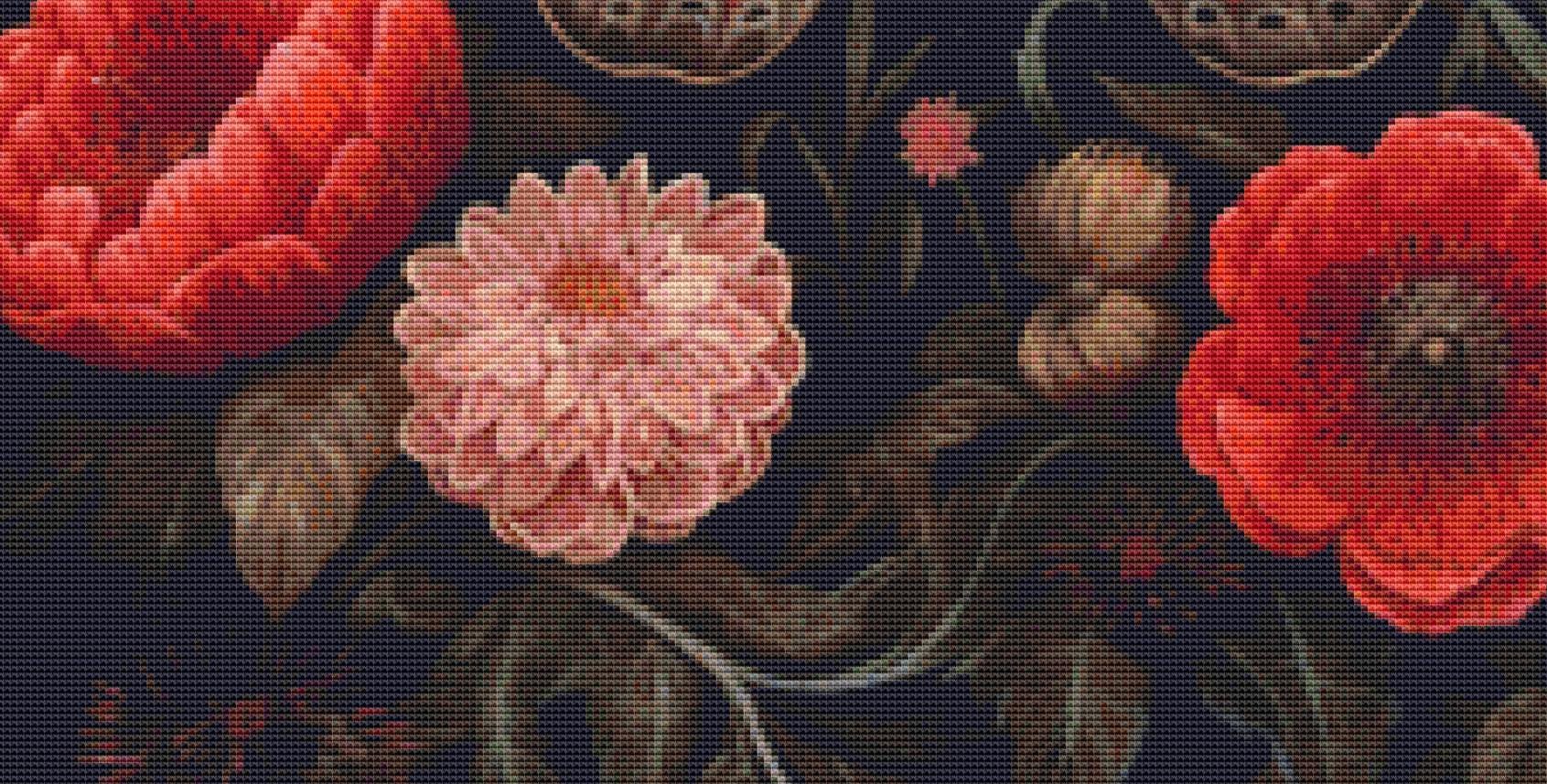 Gothic Botanical Moth counted cross stitch pattern by Dutch Lady Mystic Art