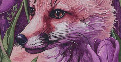 Purple Fox counted cross stitch pattern by Passy Art