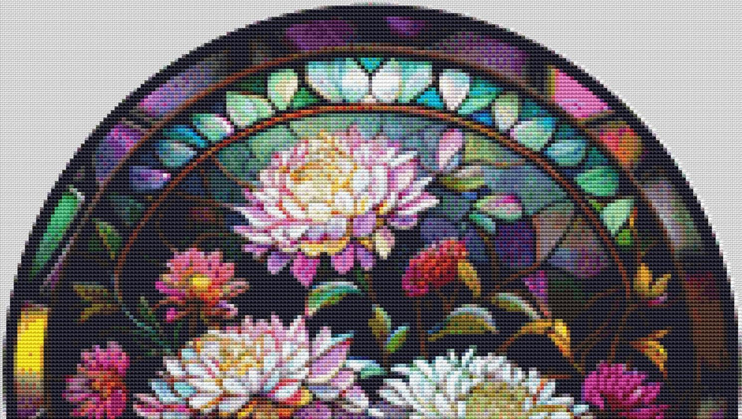 Chrysanthemum (Round) counted cross stitch pattern by Ivy Cottage Home
