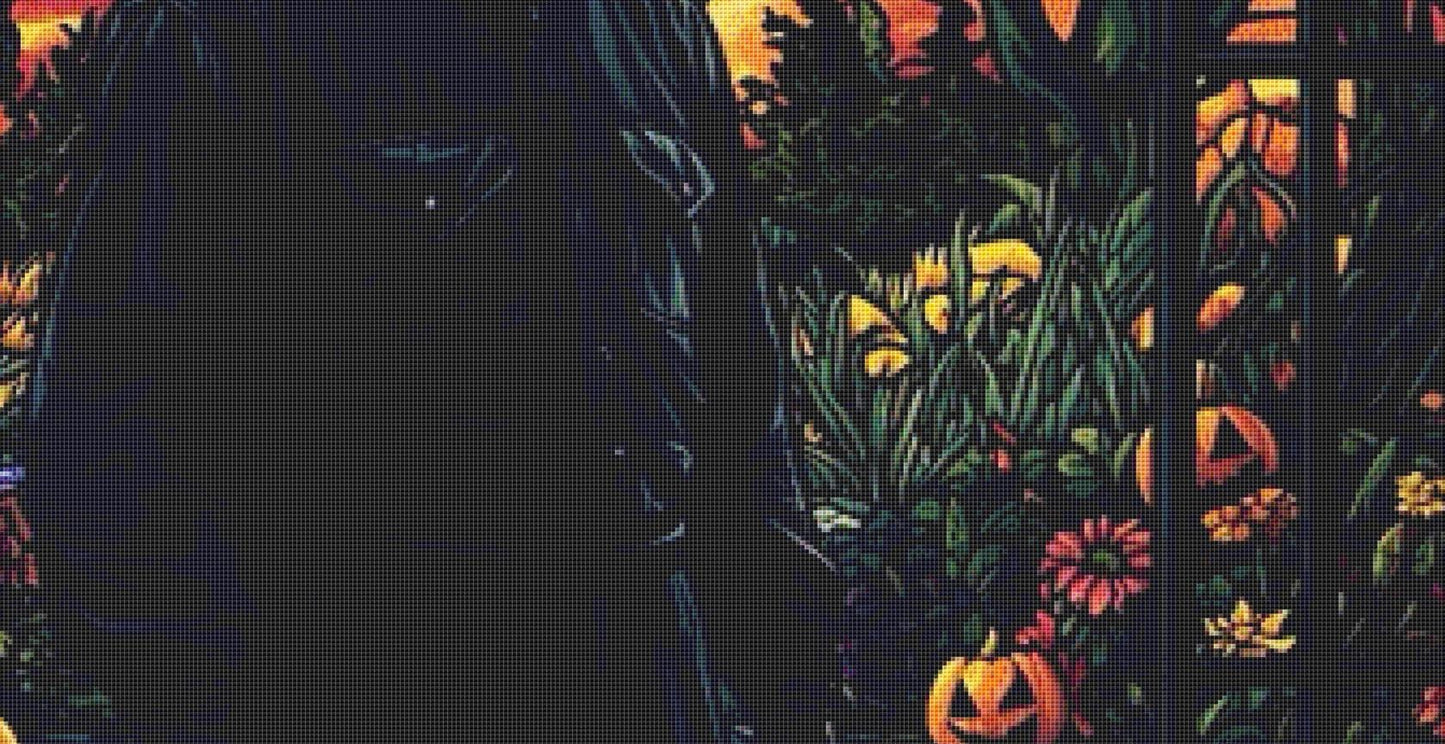 Stained Glass Michael Myers (Max Size/Color) counted cross stitch pattern by Ingrid Jean AI Art