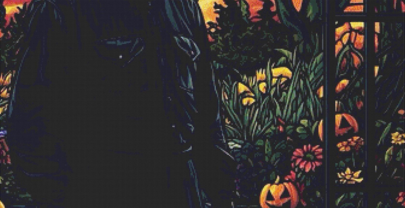 Stained Glass Michael Myers (Max Size/Color) counted cross stitch pattern by Ingrid Jean AI Art