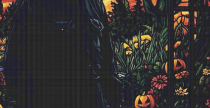 Stained Glass Michael Myers (Max Size/Color) counted cross stitch pattern by Ingrid Jean AI Art
