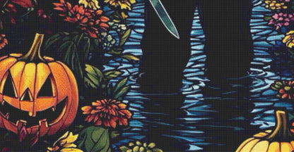 Stained Glass Michael Myers (Max Size/Color) counted cross stitch pattern by Ingrid Jean AI Art