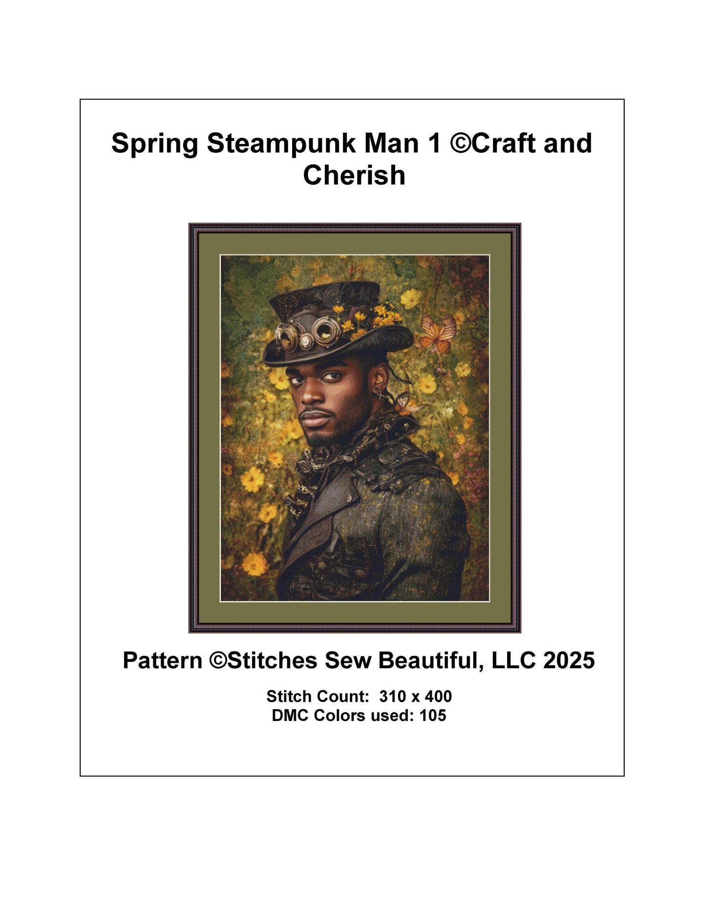Spring Steampunk Man 1 counted cross stitch pattern by Craft and Cherish