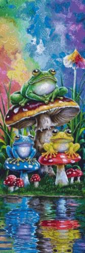 Three Little Frogs in the Pond counted cross stitch pattern by Eder Jose Rosa