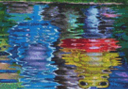 Three Little Frogs in the Pond counted cross stitch pattern by Eder Jose Rosa