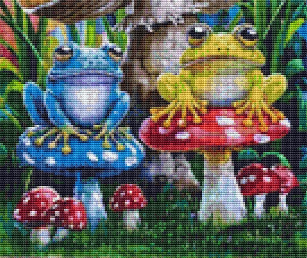 Three Little Frogs in the Pond counted cross stitch pattern by Eder Jose Rosa