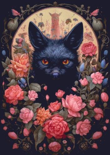 Gothic Botanical Bat counted cross stitch pattern by Dutch Lady Mystic Art