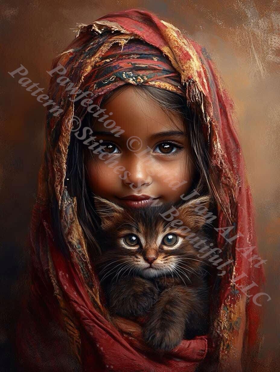 Pawfection counted cross stitch pattern by Ingrid Jean AI Art