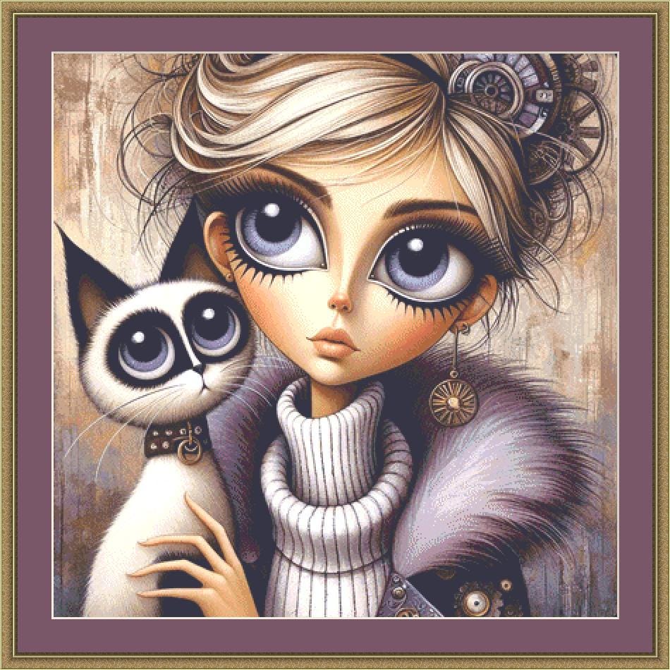 Not All Angels Have Wings...Some Have Whiskers counted cross stitch pattern by Ingrid Jean AI Art