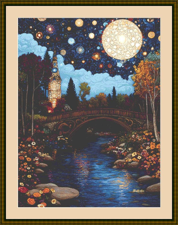 Mystical Light in the Deep Blue Mosaic of the Heavens counted cross stitch pattern by IllustNation