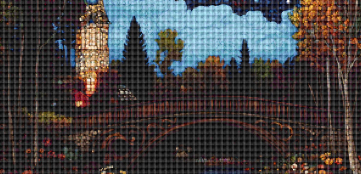 Mystical Light in the Deep Blue Mosaic of the Heavens counted cross stitch pattern by IllustNation