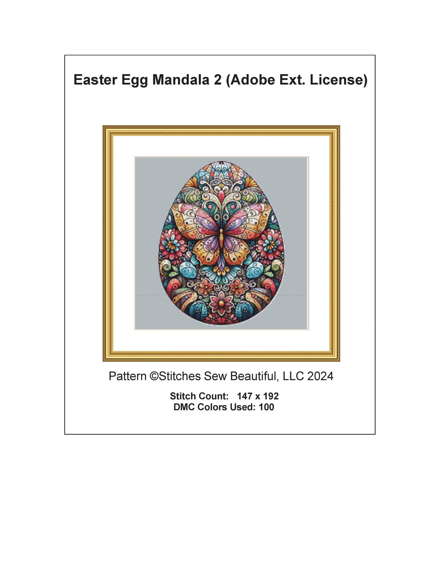 Easter Egg Mandala 2 counted cross stitch pattern by ©Adobe Ext License