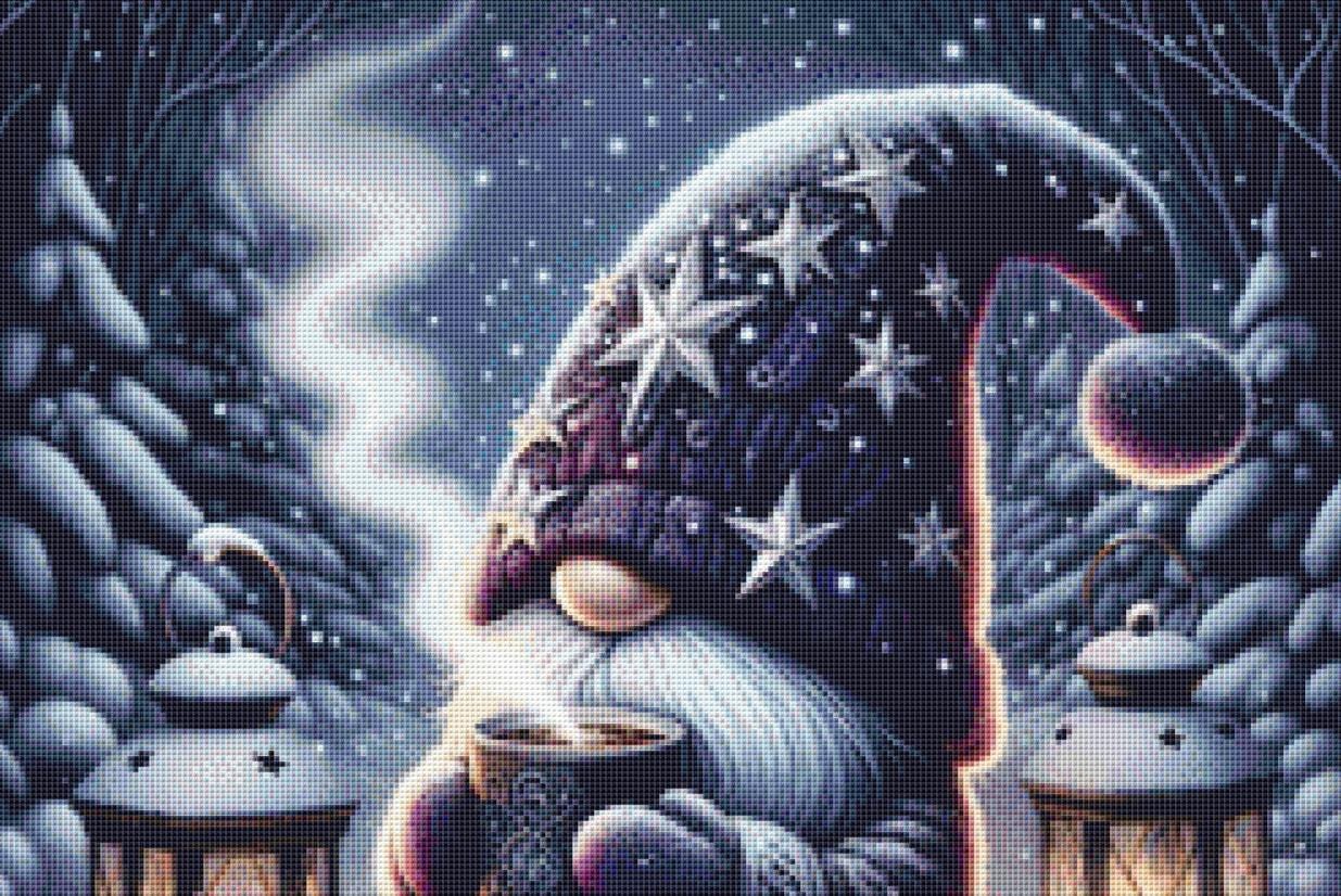 Starry, Starry Gnome (Small) counted cross stitch pattern by AdneLStudio