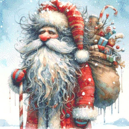 Weathered Santa (Small) counted cross stitch pattern by Ingrid Jean AI Art