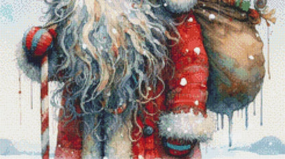 Weathered Santa (Small) counted cross stitch pattern by Ingrid Jean AI Art