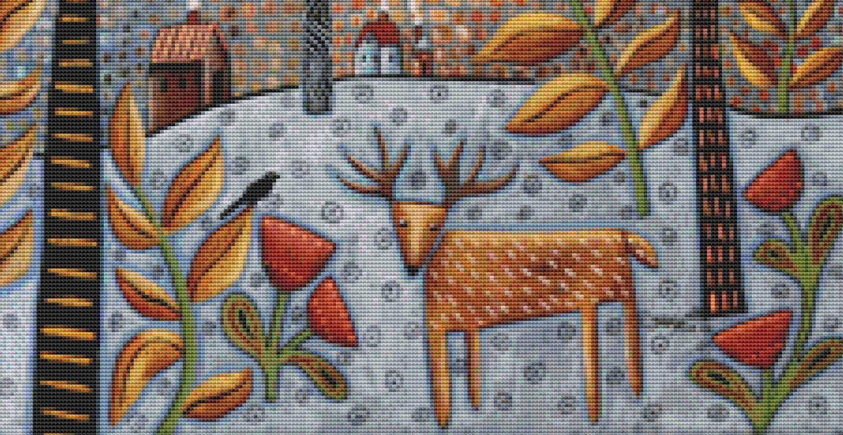 Deer and Bird 1 (Small) counted cross stitch pattern by Karla Gerard