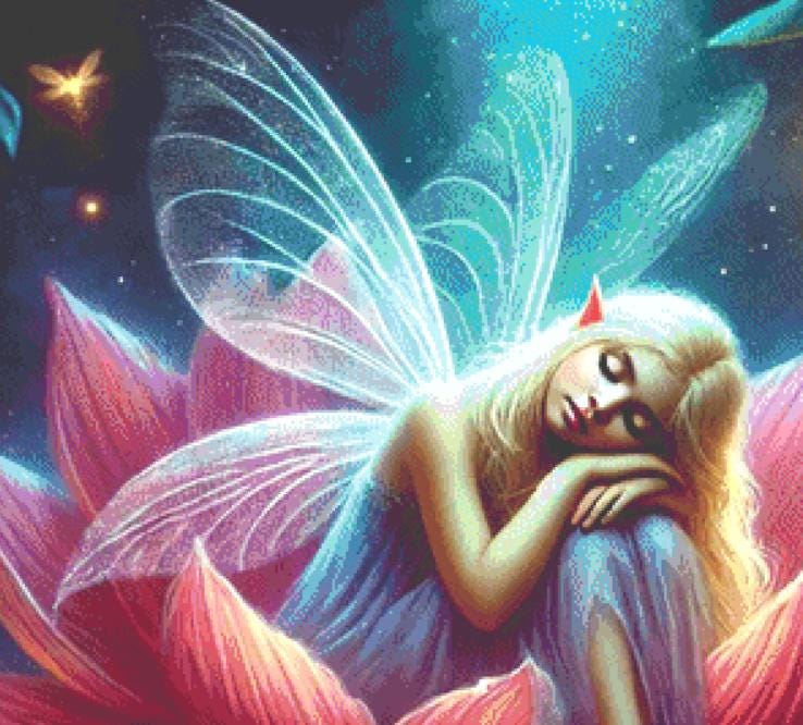 The Fairy's Sleep counted cross stitch pattern by Eder Jose Rosa