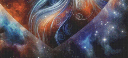 Interstellar Horse in a Heart Shaped Cosmos counted cross stitch pattern by World of Love Hearts/Adrian G. Eyre