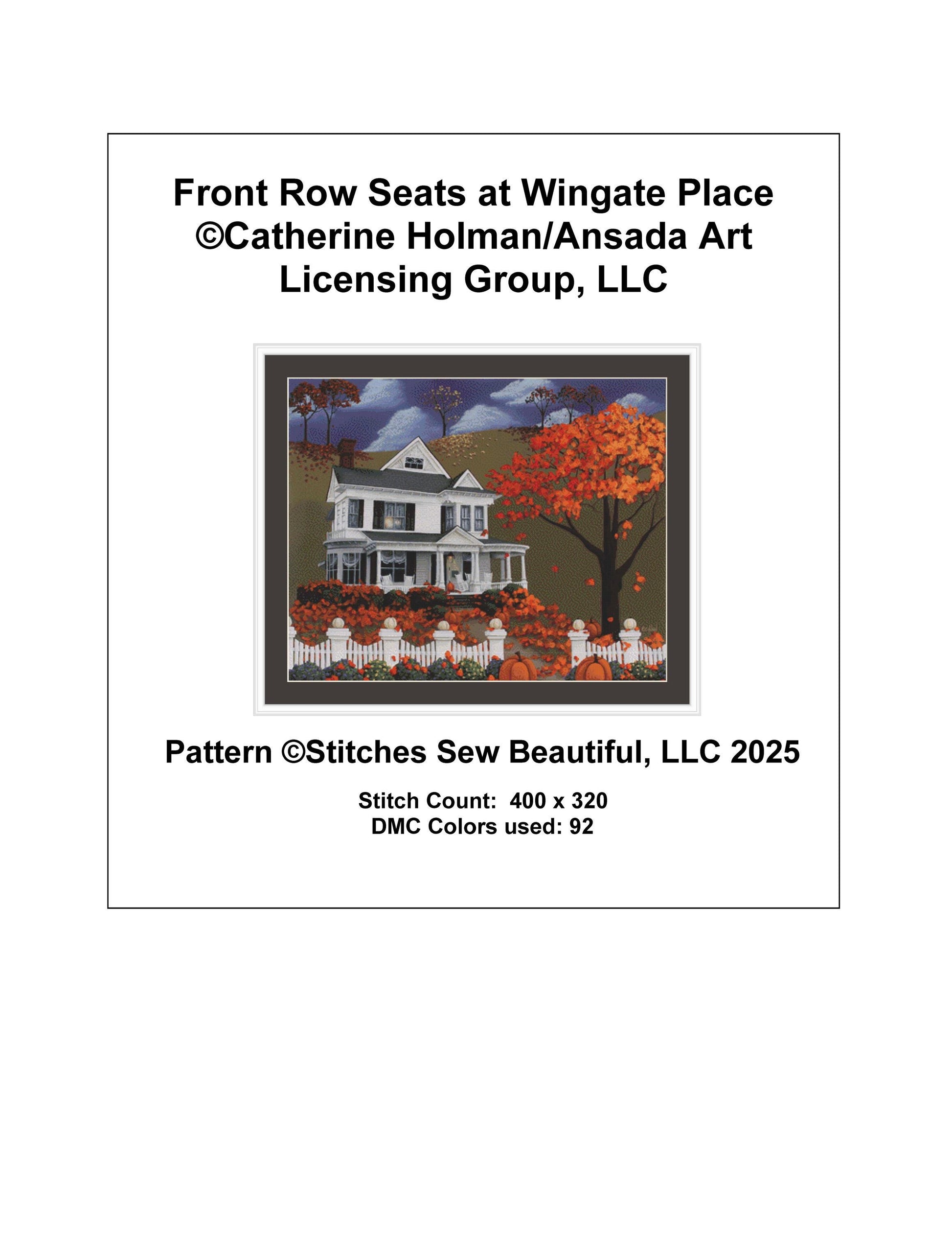 Front Row Seats at Wingate Place counted cross stitch pattern by Catherine Holman/Ansada Art Licensing Group, LLC