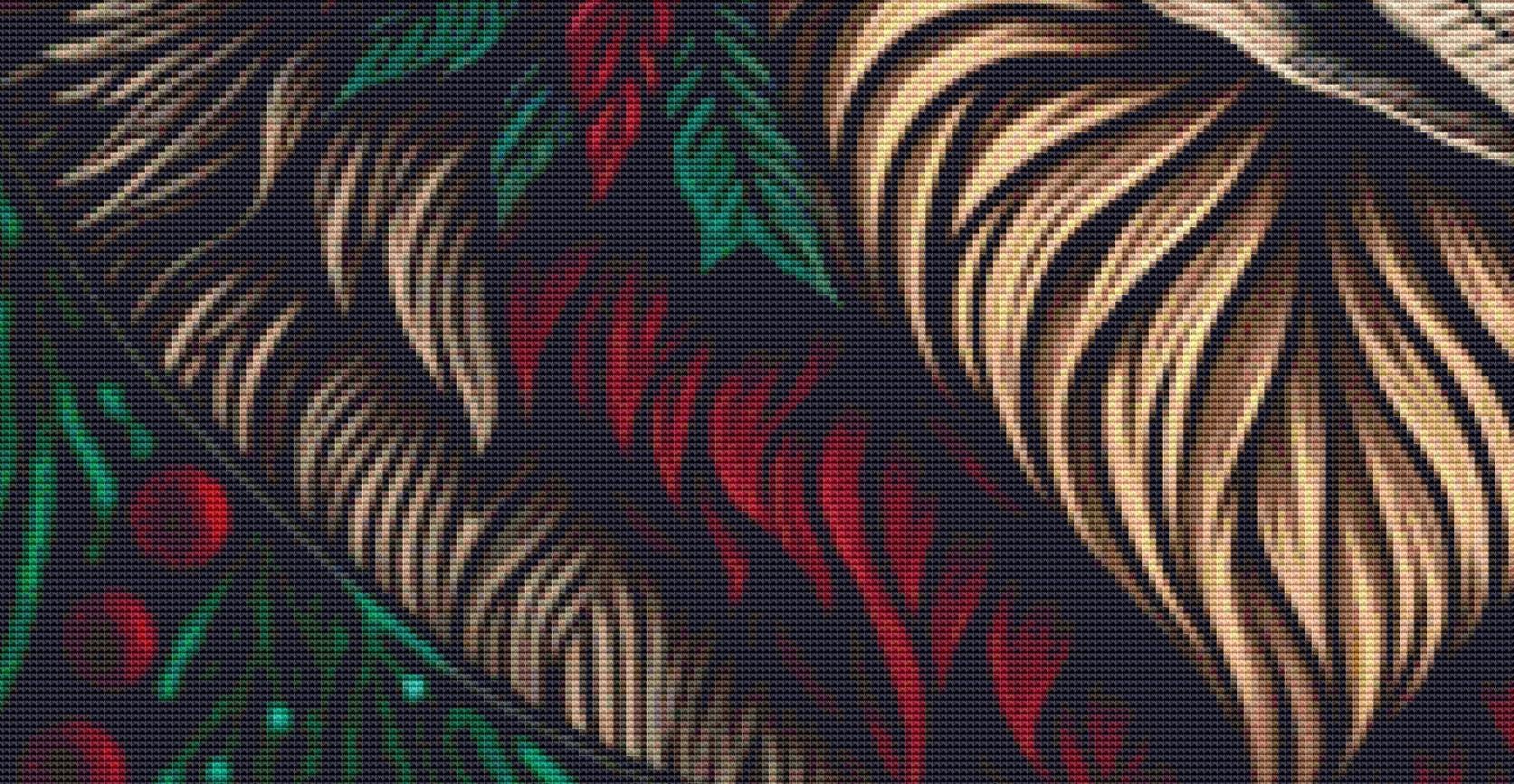 Stained Glass Christmas Wolf counted cross stitch pattern by Serr.Kai A Quill & Ink