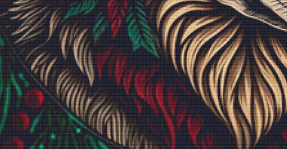 Stained Glass Christmas Wolf counted cross stitch pattern by Serr.Kai A Quill & Ink