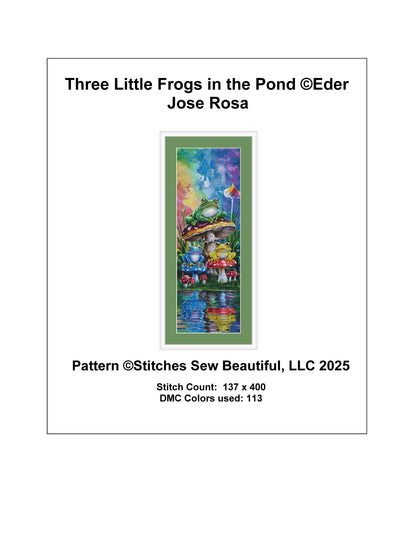 Three Little Frogs in the Pond counted cross stitch pattern by Eder Jose Rosa