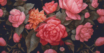 Gothic Botanical Bat counted cross stitch pattern by Dutch Lady Mystic Art