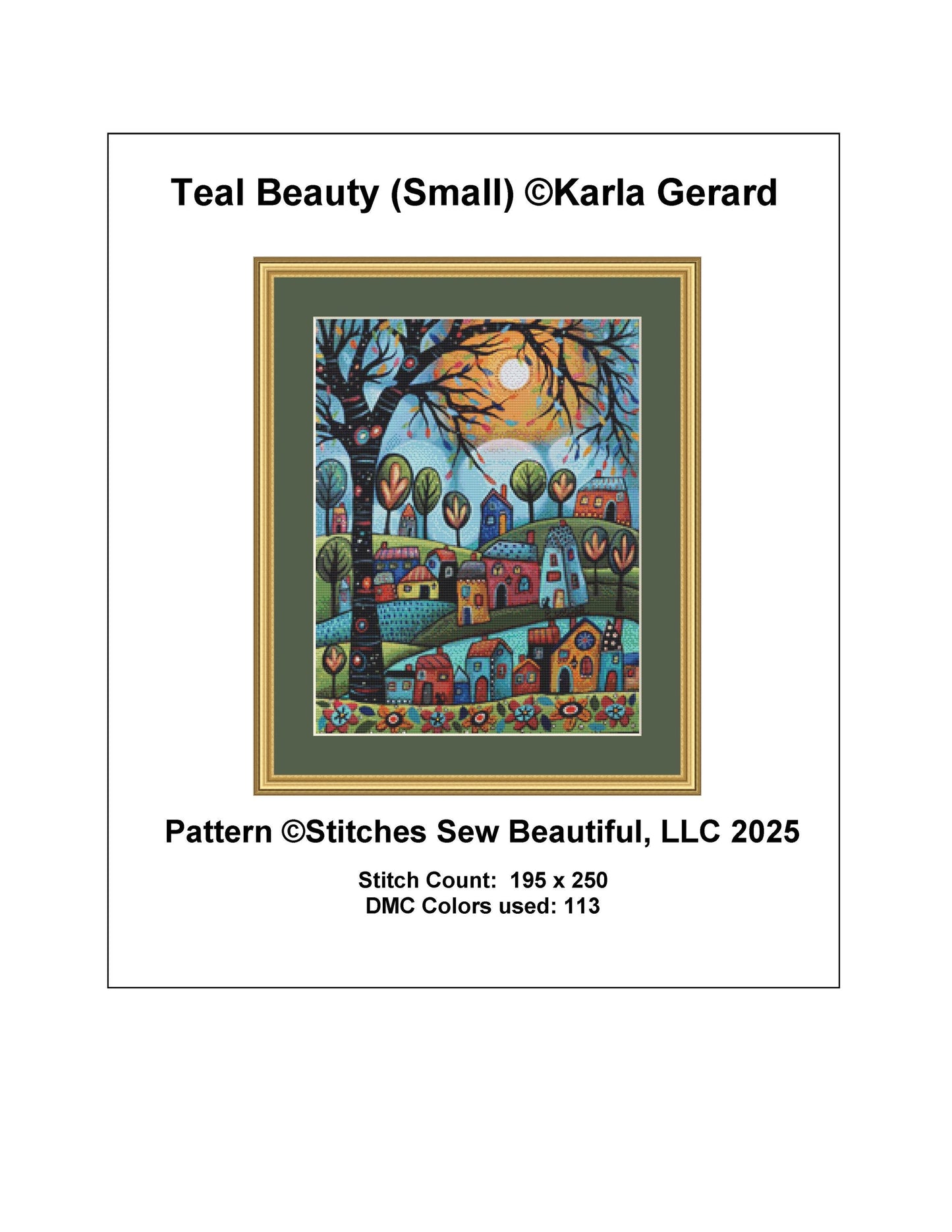 Teal Beauty (Small) counted cross stitch pattern by Karal Gerard