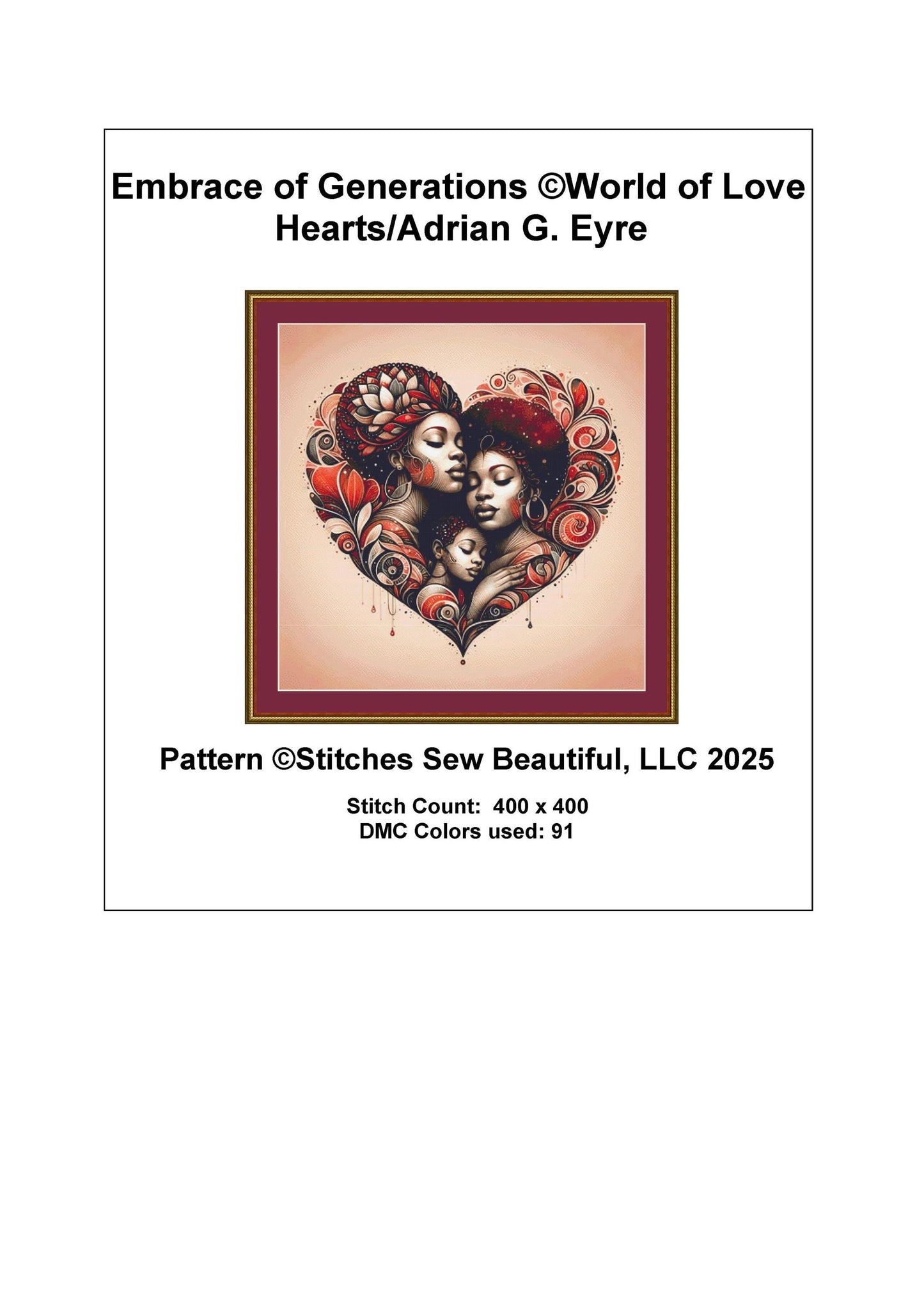 Embrace of Generations counted cross stitch pattern by World of Love Hearts/Adrian G. Eyre